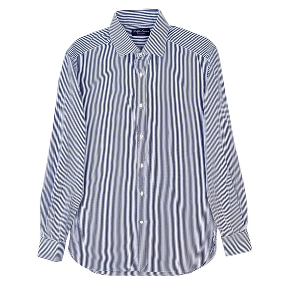 Ralph Lauren Purple Label Aston Striped White & Blue Button Up Dress Shirt